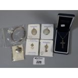 Silver jewellery including St Christopher pendant, baby bangle cased cross pendant etc. Old shop