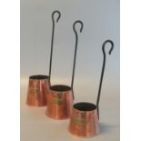 Set of four copper and wrought metal graduated cider measures. (3) (B.P. 21% + VAT)