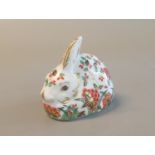 Royal Crown Derby bone china paperweight, 'Meadow Rabbit' with gold stopper. (B.P. 21% + VAT)
