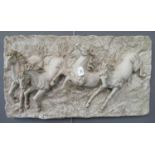 Modern "Crosa" hollow composition relief depicting galloping horses. 40 x 77cm approx. (B.P. 21% +