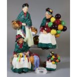 Collection of Royal Doulton bone china figurines to include 'The Old Balloon Seller' HN2129, '