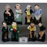 Collection of eight Royal Doulton Pickwick Papers figurines to include 'Sam Weller', 'Fat Boy', '