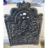 17th century style cast iron moulded fireback. (B.P. 21% + VAT)