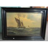 Kloech(?) (early 20th century), fishing smacks off a headland, signed and dated 1925. Oils on