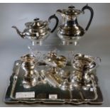 Gladwin Ltd. Sheffield Embassy silver plated tea set with rectangular tray. (B.P. 21% + VAT)