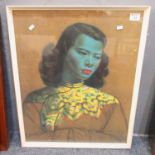 After Tretchikoff, Chinese woman, coloured print. 60 x 50cm approx. Framed. (B.P. 21% + VAT)