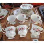 Tray of Royal Albert fine bone china 'Lavender Rose' part tea ware to include six cups and