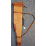 Canvas and leather leg of mutton gun case with carrying handle and shoulder strap. (B.P. 21% + VAT)