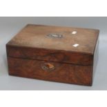 19th century rosewood ladies work box with mother of pearl inlaid panel to the top. (B.P. 21% + VAT)