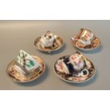 All showing no obvious damage.Group of four 19th century Spode porcelain cabinet cups and saucers,