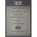 The public Funeral of His Grace field marshal the Duke of Wellington service brochure in the