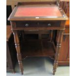 Victorian mahogany fall front clerk's desk, the leather insert top above a single drawer, standing