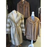 Three vintage furs: a mink jacket, a cony jacket, and a belted faux fox fur coat. (3) (B.P. 21% +