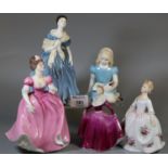 Three Royal Doulton bone china figurines to include 'Adrienne', 'Lavender Rose' and 'Alice',