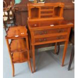 Ladies writing desk reproduction yew wood bonjeur de jour, together with a matching reproduction yew