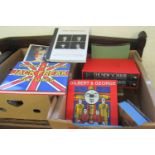 Three boxes of assorted books to include The Complete John Lennon Songs by Paul Du Noyer, The