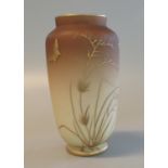 Early 20th century probably French overlay glass shouldered ovoid vase with gilt decoration of
