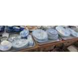 Three trays of china to include a selection of Spode dinnerware include dinner plates and side