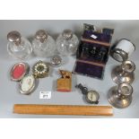 Collection of silver plated and other oddments to include art nouveau silver-topped globular cut