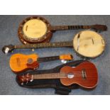 Collection of musical instruments to include Brunswick BU4C and a B&S Master London miniature four