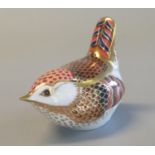 Royal Crown Derby bone china paperweight of a thrush with gold stopper. (B.P. 21% + VAT)