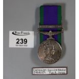 Queen Elizabeth II Campaign Service medal with clasp for Northern Ireland, awarded to 24840571