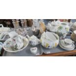 Two trays of Portmeirion pottery to include Botanic garden jug and bowl set, heart-shaped Botanic