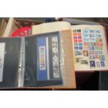 2 large boxes of all world stamps to include various albums of GB presentation packs, post office