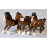 Two Beswick shire horses together with another similar Beswick horse. (3) (B.P. 21% + VAT)