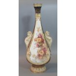 Late 19th/early 20th century Doulton Burslem Vellum two-handled vase, hand painted with reverse