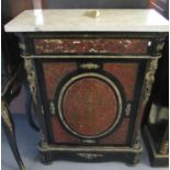 Victorian French boulle work and tortoise shell gilded and ebonised cabinet, the marble top above