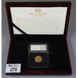 1815 King Louis XVII gold 20 francs coin in plastic case with outer box , specification card and
