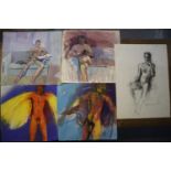 Neil Canning,(British contemporary), a group of unframed male nude studies in pastels, wash, and