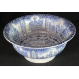 19the century Spode china blue and white transfer printed bowl, overall decorated externally and