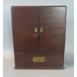 19th century mahogany travelling or campaign apothecaries cabinet having recessed carrying handle,