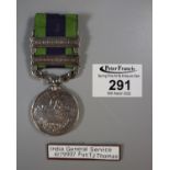 George V India General Service medal with claps for Waziristan 1919-21 and 1921-24, awarded to