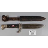 WWII period Hitler youth travelling sheath knife, the 14cm blade etch G U S. L. Köller, Solingen,