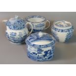 Four items of 19th century Spode blue and white transfer printed china to include circular bowl