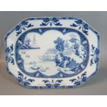 19th century Spode Ironstone china blue and white transfer printed octagonal dish, overall decorated