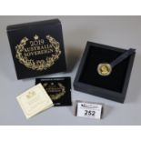 2019 Australia gold proof sovereign in original box with magnetic cover, having certificate of