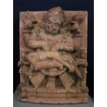 Stone relief of Narasimha, the fourth avatar of Lord Vishnu, here depicted killing the demon