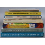 Hockney (David) a collection of nine books to include The Blue Guitar, 25 Years of Print Making,