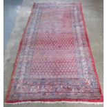 Red ground Persian Iranian Suruk Mir runner 245 x 132cm approximately. (B.P. 21% + VAT)