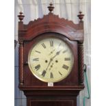 19th century inlaid mahogany eight day Welsh longcase clock, having circular, painted Roman face