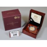 2016 UK James Butler gold proof sovereign, original Royal Mint wooden box with certificate of