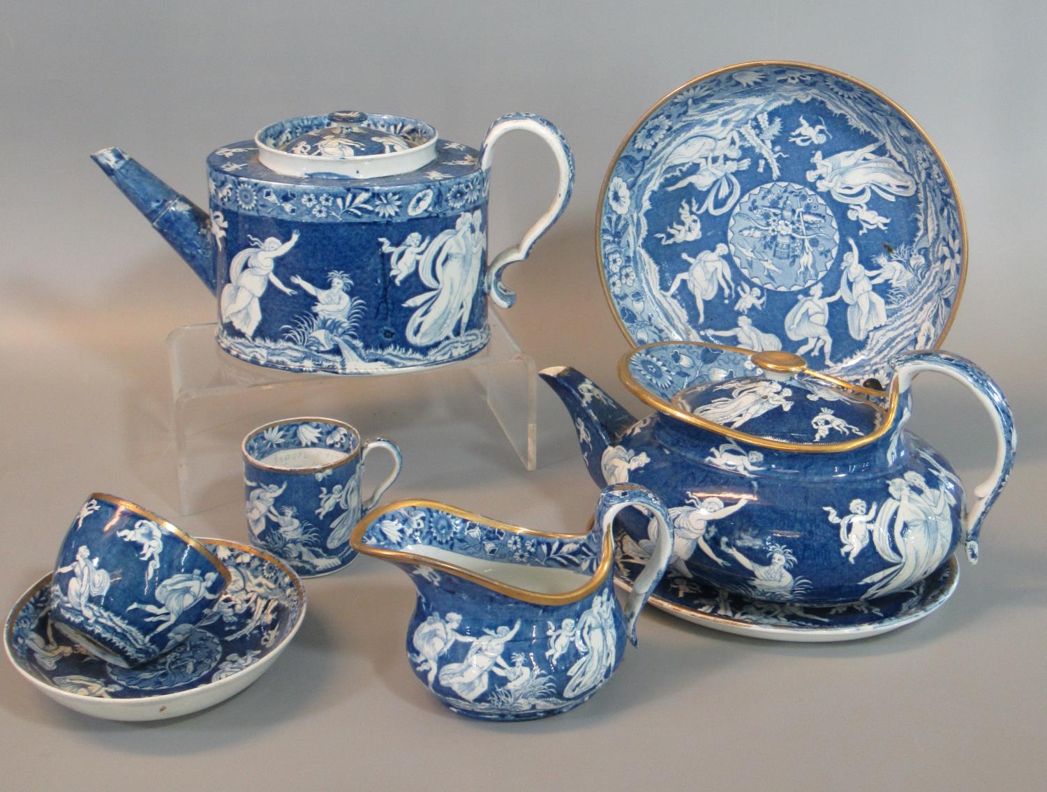 Collection of early 19the century Spode blue and white transfer printed items in the 'Love Chase' - Image 2 of 2