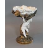 19th century Moore Brothers porcelain table centre piece/comport decorated with naturalistic