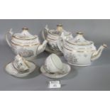 Group of 19th century Spode china bat printed wares with black decoration to include three silver-
