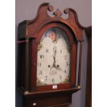 19th century Welsh oak eight day cottage longcase clock marked R Griffith, Denbigh, having arch