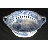 Early 19th century Spode blue and white transfer printed Indian Sporting Series two-handled chestnut